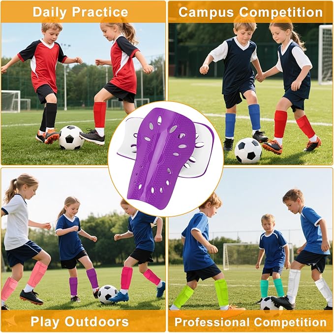 2 Pairs Shin Guards Soccer for Kids,Shin Pads Extra Lightweight Breathable Slide in Shin Guard for