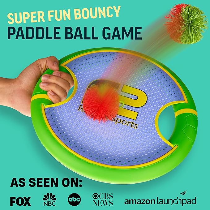 Fun Bouncy Paddle & Stringy Ball Toss & Catch Game - Easy to Use for Kids All Ages - Soft Foam