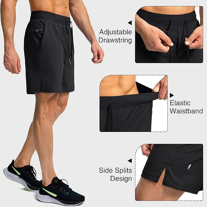 Men's Running Shorts with Zipper Pockets 9 Inch/ 7 Inch / 5 Inch Lightweight Quick Dry Gym Workout