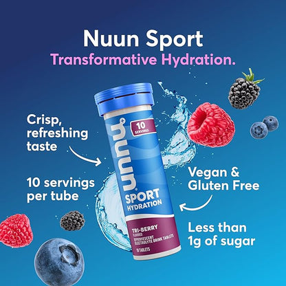 Nuun Sport Electrolyte Tablets with Magnesium, Calcium, Potassium, Chloride & Sodium, Gluten Free &