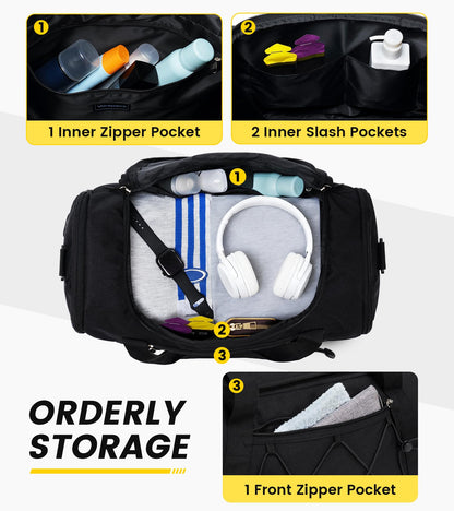 Vorspack 18 Inches Gym Bag for Men Women with Shoe Compartment - Black