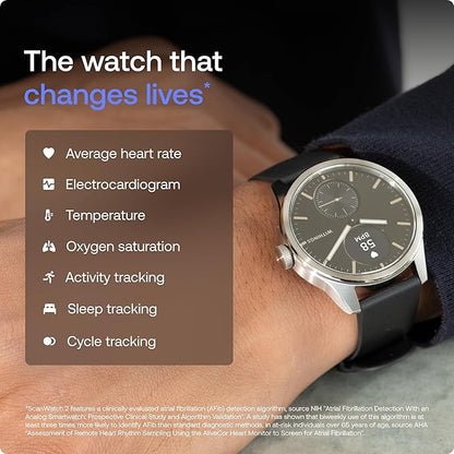 Withings ScanWatch 2 - Hybrid Smart Watch, Heart Rate Monitoring, Fitness Tracker, Cycle Tracker