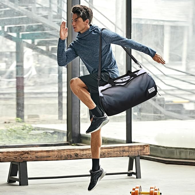 BE SMART Waterproof Mens Gym Bag with Shoe Compartment, Duffle Bags with Wet Pocket for Men