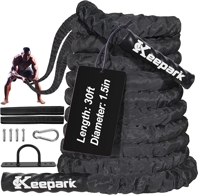Battle Ropes for Home Gym, Exercise Rope 1.26/1.5inch, 30 40FT Heavy Battle Rope Weighted Battle