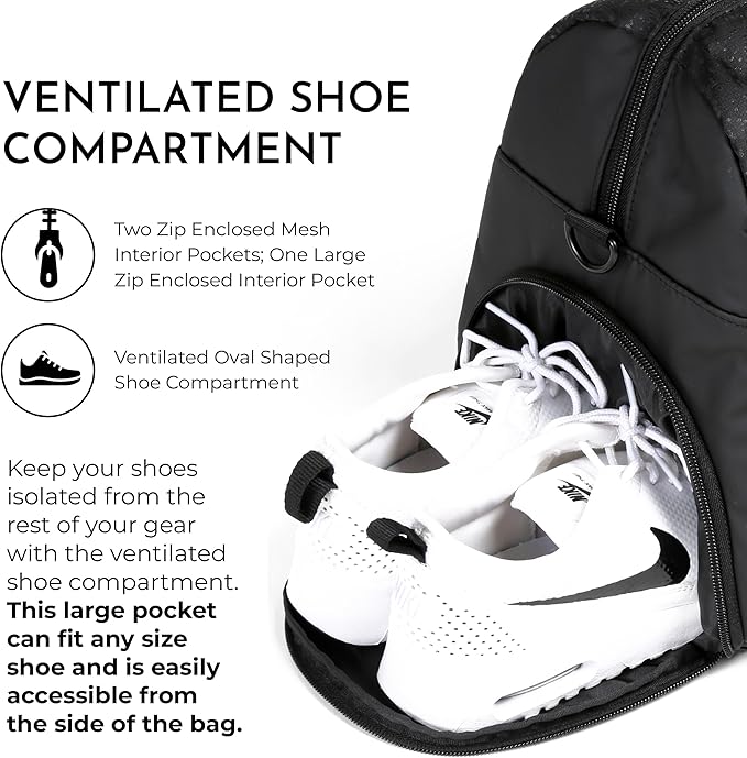 Vooray 25L Trainer Duffel Bag ??Lightweight Travel Duffel for Women and Men with Shoe Pocket