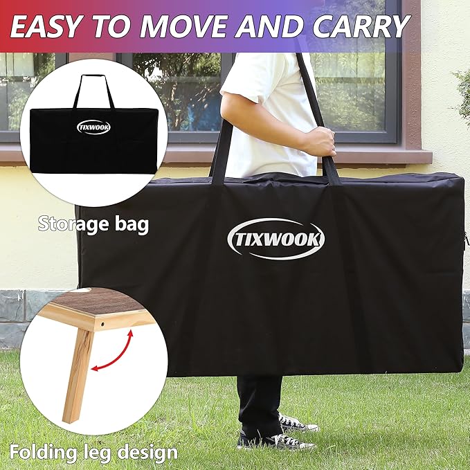 4 x 2 ft Solid Wood Cornhole Board Set with 8 Bean Bags and Carrying Bag, Premium Toss Game for