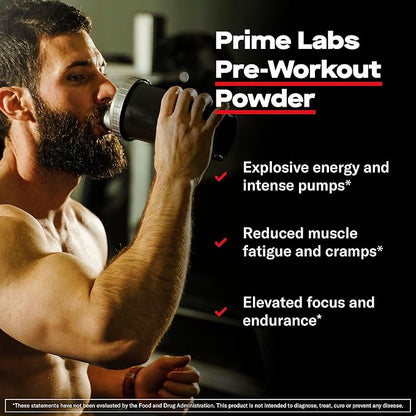 Prime Labs Pre Workout Powder for Men - with Citrulline Malate, Beta-Alanine, and Natural Caffeine