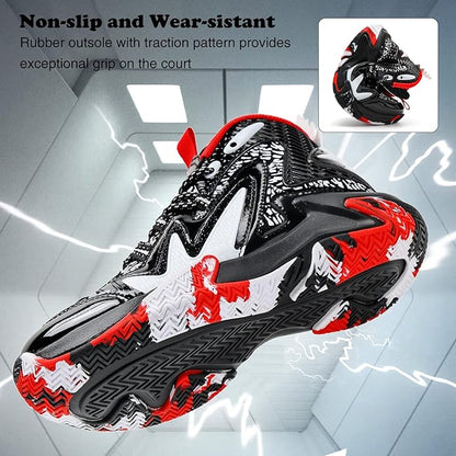 JMFCHI Kids Basketball Shoes High-top Sports Shoes Sneakers Durable Lace-up Non-Slip Running Shoes