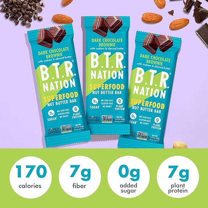 B.T.R Nation Keto Superfood Protein Bars, Plant Based Vegan - Brownie RECHARGE | 12 Bars | Low Carb