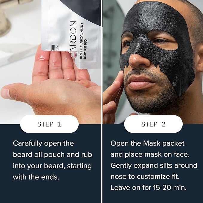 Cardon Face Mask for Bearded Men | Korean Sheet Mask for Men | Bamboo Charcoal Facial Mask and