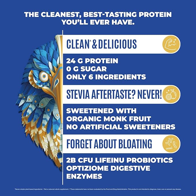 Falcon Organic Vegan Protein Powder Vanilla, 24g Protein, Sugar Free, Probiotics, Low Carb, Keto