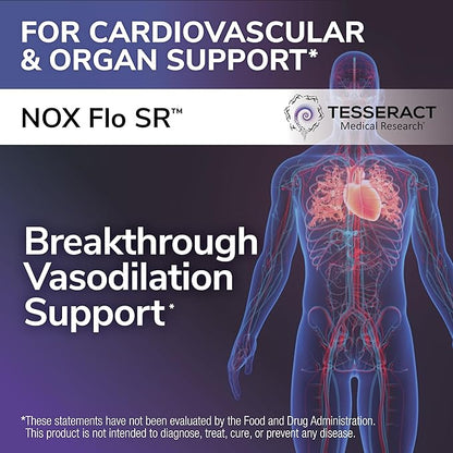 Tesseract NOX Flo SR Nitric Oxide Booster, Vascular Health Supplement, 120 Capsules
