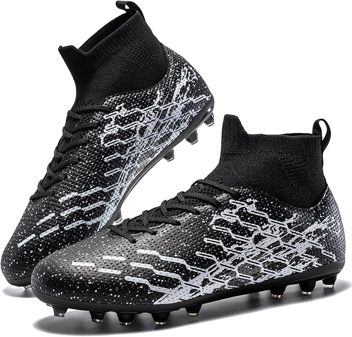 Unisex Soccer Cleats Lightweight No-Tie Lacing System Multi-Surface Football Shoes with Ankle