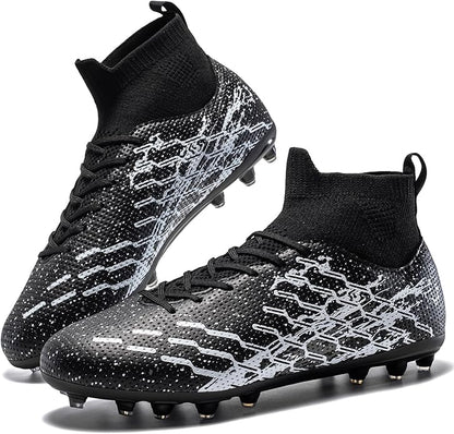 Unisex Soccer Cleats Lightweight No-Tie Lacing System Multi-Surface Football Shoes with Ankle