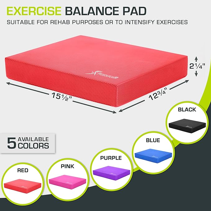ProsourceFit Exercise Balance Pad – Non-Slip Cushioned Foam Mat & Knee Pad for Fitness and