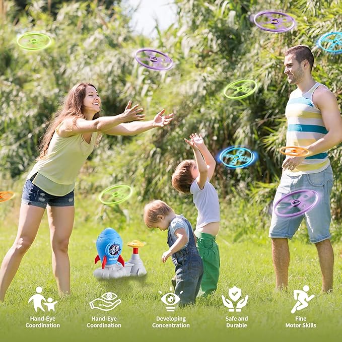 Outdoor Toys for Kids Ages 3-8: Flying Disc Launcher Toy Chasing Games - Summer Outside Yard