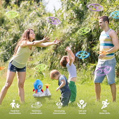 Outdoor Toys for Kids Ages 3-8: Flying Disc Launcher Toy Chasing Games - Summer Outside Yard