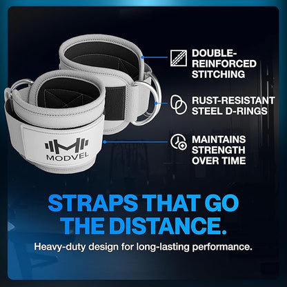 Modvel Gym Ankle Strap for Cable Machines ??Glute & Leg Kickback Ankle Straps for Gym Workouts