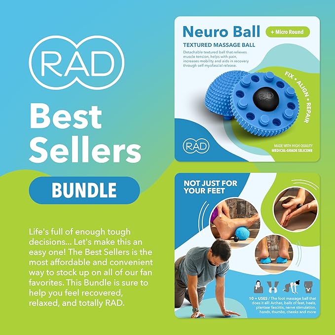 RAD All-in Complete Myofascial Release and Muscle Recovery Set - Includes Exercise Foam Rollers