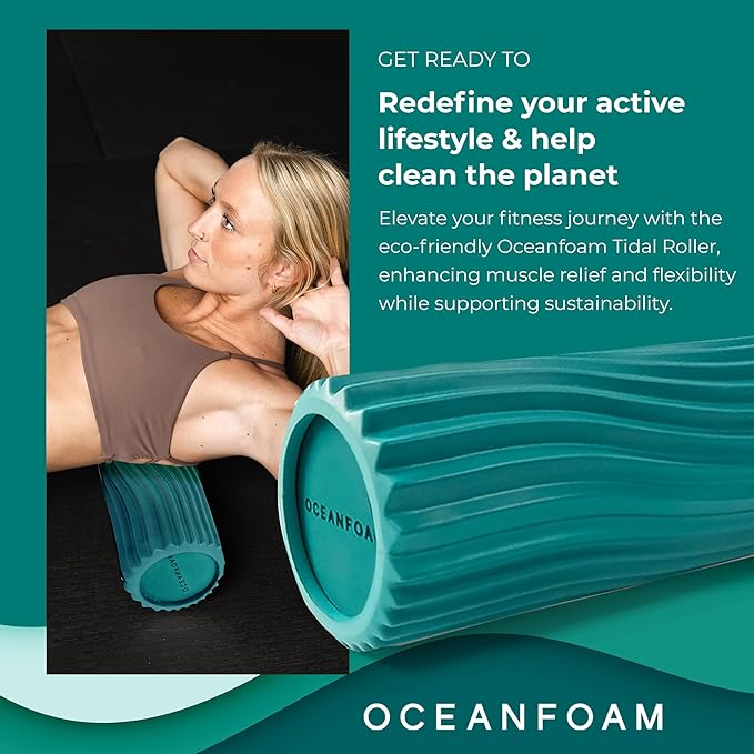 Oceanfoam Tidal Roller - Jade - Muscle Massage Foam Roller for Back Pain & Stretching - Firm and