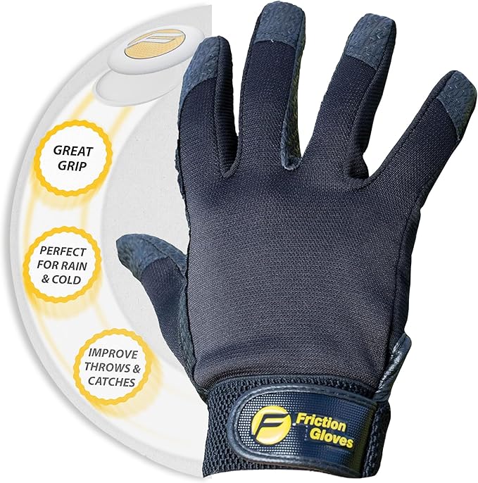 Ultimate Frisbee Gloves - Rubberized Palm & Fingers for Amazing Grip in All Conditions - Play Your