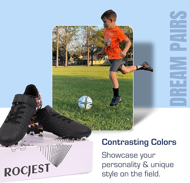 Soccer Cleats for Kids & Youth | Lightweight Football Shoes for Firm Ground | Durable Girls & Boys