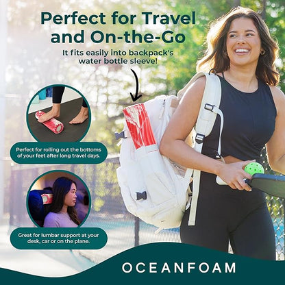 Oceanfoam Ripple Travel Foam Roller (11" x 3.35") Firm Mini Foam Roller for Physical Therapy, Deep