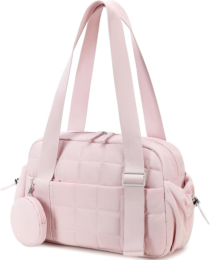 CAMTOP Mini Gym Bag for Women, Small Gym Tote Bag Puffy Quilted Sports Duffel Bag with Wet