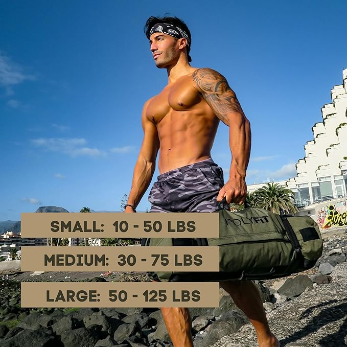 Polyfit Classic Sandbag - Heavy Duty Workout Sandbag for Fitness with 8 Gripping Handles for Sand