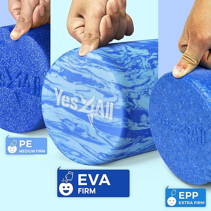 Yes4All EVA Firm Foam Roller for Back - Round Back Roller for Exercise, Yoga & Pilates 12/18/24/36
