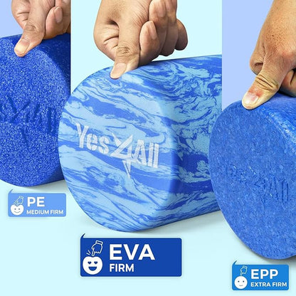 Yes4All EVA Firm Foam Roller for Back - Round Back Roller for Exercise, Yoga & Pilates 12/18/24/36