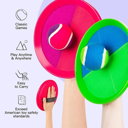 EVERICH Upgraded Toss and Catch Ball Game Set - Indoor and Outdoor Games for Kids 3-12, Beach Sand