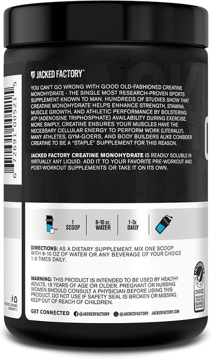 Jacked Factory Creatine Monohydrate Powder 425g - 5g Daily Creatine Supplement for Men and Women