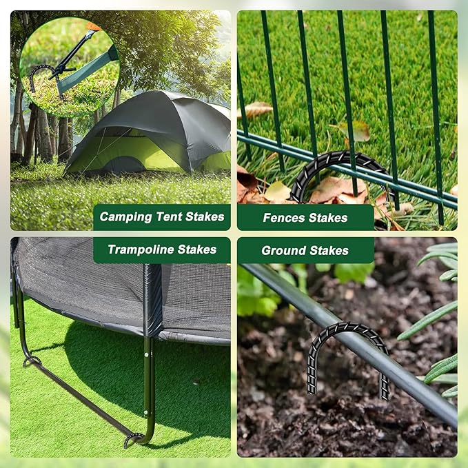 FEED GARDEN 16 Inch 16 Pack Rebar Stakes Heavy Duty J Hook, Galvanized Steel Ground Stakes Tent