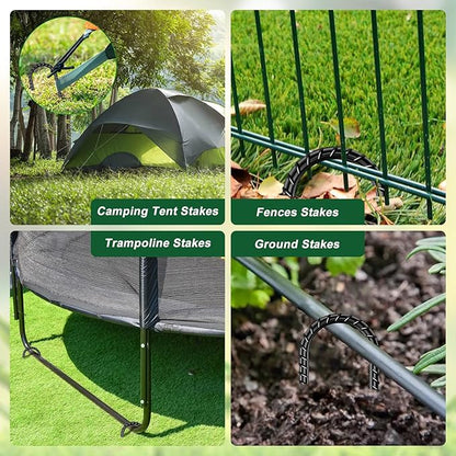 FEED GARDEN 12 Inch 16 Pack Rebar Stakes Heavy Duty J Hook, Galvanized Ground Stakes Tent Stakes