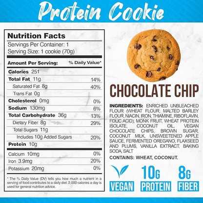 Forzagen Vegan Protein Cookies - Chocolate Chip Flavor | Low Carb Protein Treats, Healthy Snacks