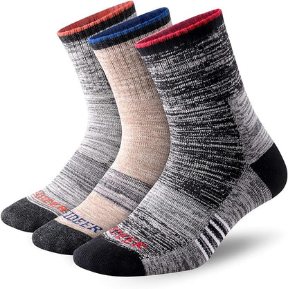 FEIDEER Men's Hiking Walking Socks, Multi-pack Wicking Cushioned Outdoor Recreation Quarter Crew