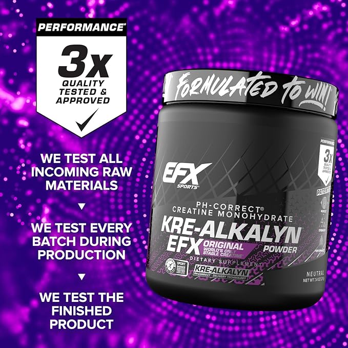 EFX Sports Kre-Alkalyn EFX Powder | pH Correct Creatine Monohydrate Powder Supplement | Strength