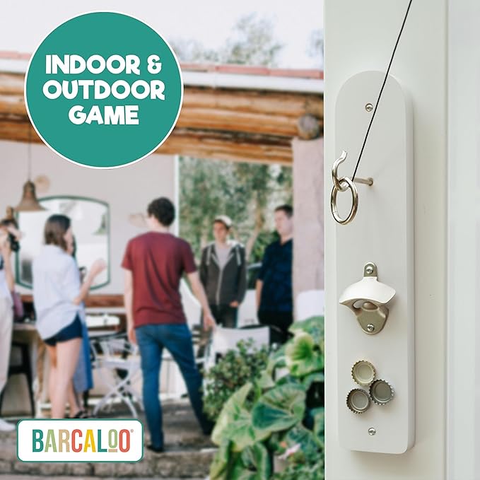 Barcaloo Hook and Ring Game with Bottle Opener and Magnetic Bottle Cap Catch - Adult Ring Toss Game