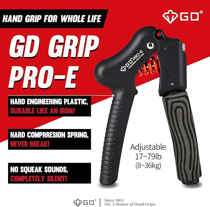 GD Grip Strength Trainer (Premium Adjustable Grip Strengthener for Forearm Training) Wrist and