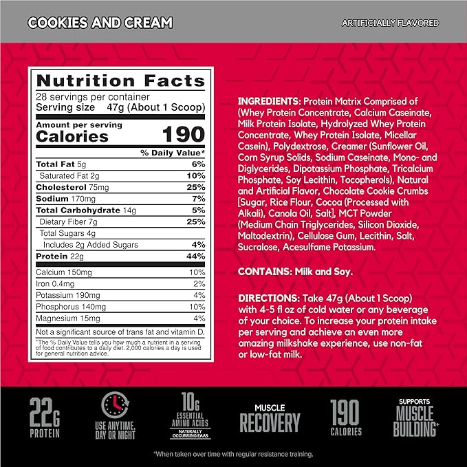 BSN SYNTHA-6 Whey Protein Powder, Micellar Casein, Milk Protein Isolate Powder, Cookies and Cream