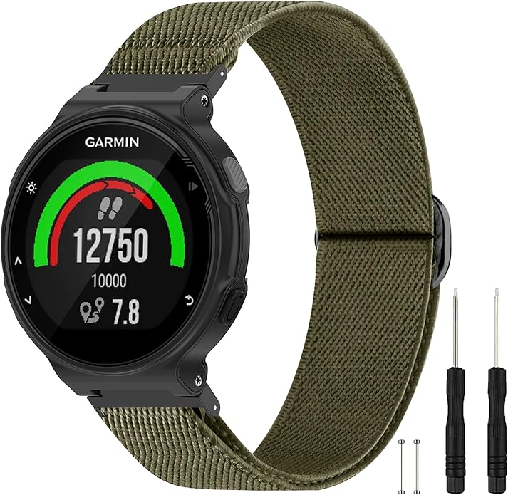Elastic Nylon Watchband Compatible with Garmin Forerunner 235/220/230/620/630/735XT,Soft Adjustable
