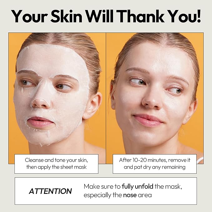 LAPCOS Vita C Sheet Mask, Daily Face Mask with Vitamin C to Renew Skin, Korean Beauty Favorite