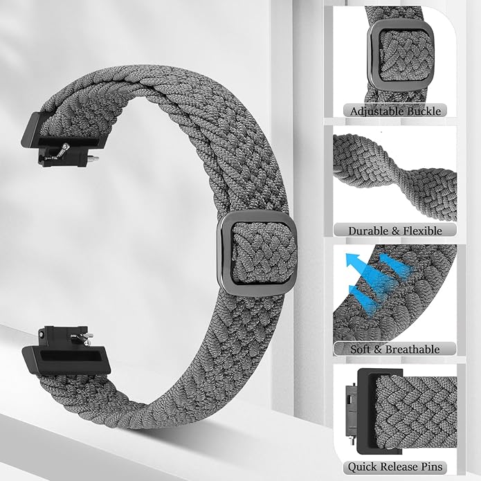 Elastic Braided Watch Band Compatible with Fitbit Inspire 3/Inspire 2/Inspire/Inspire HR/Fitbit ace