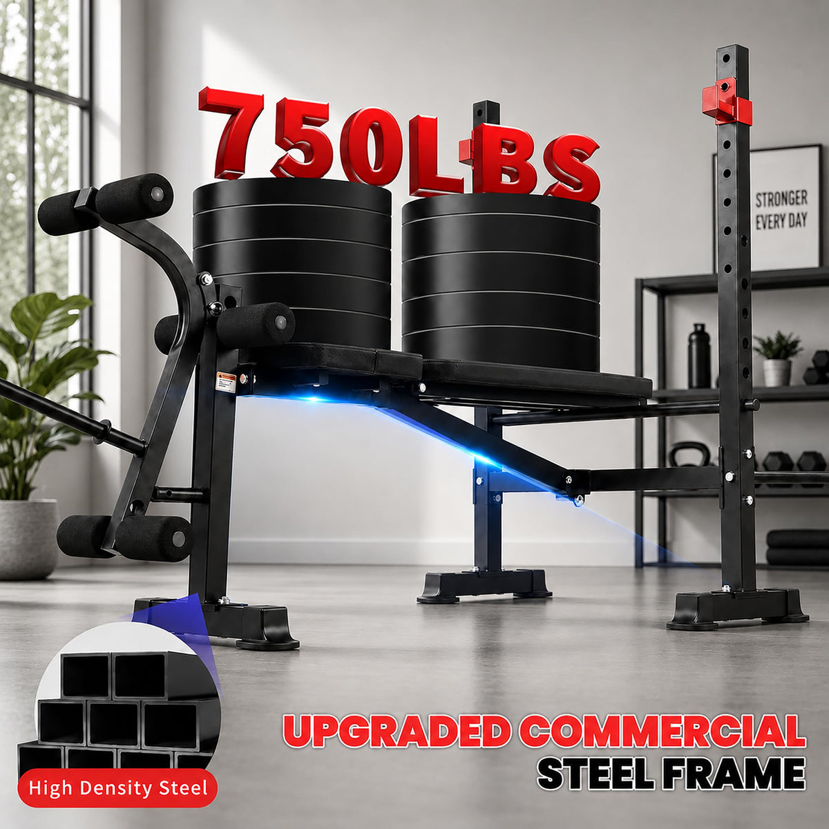 MAIDOMA Standard Weight Bench Set with Leg Extension and Leg Curl, Adjustable Bench Press with