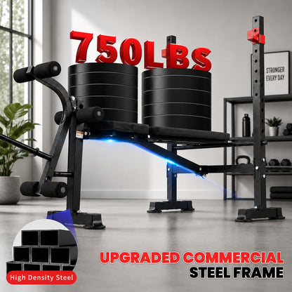 MAIDOMA Standard Weight Bench Set with Leg Extension and Leg Curl, Adjustable Bench Press with