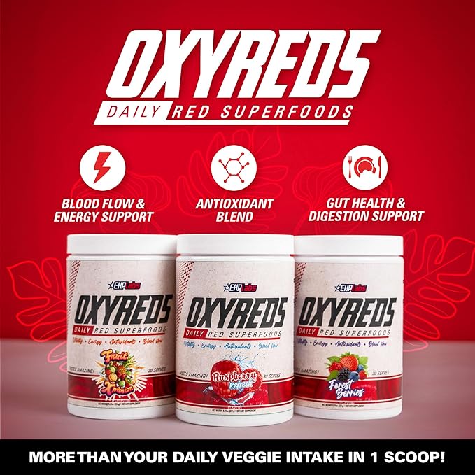 EHP Labs OxyReds Superfood Beets Powder - Nitric Oxide Supplement, Organic Beet Root Powder, Immune