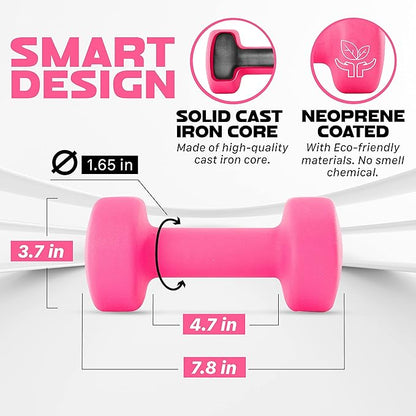 Yes4All Neoprene Coated Dumbbell Hand Weight Sets of 2 - Multiple Weight Options with 15 Colors