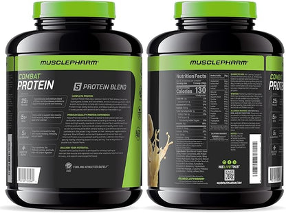 MusclePharm Combat Protein Powder, Banana Cream Flavor, Fuels Muscles for Productive Workouts, 5