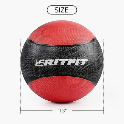 RitFit Weighted Medicine Ball - Non-Slip Rubber Shell & Dual Texture Grip - Workout Exercise Ball